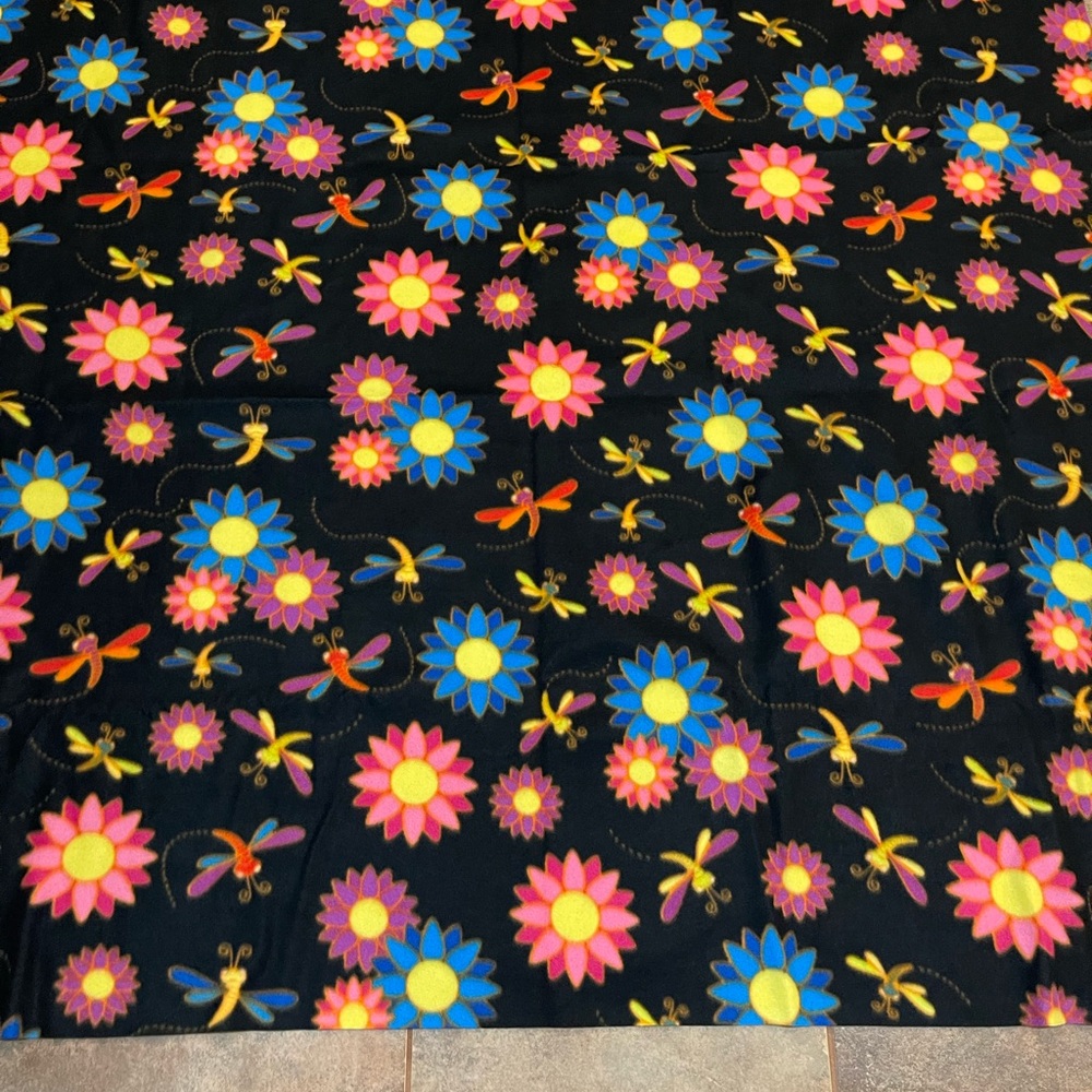 Over a 1 1/2 yards each - Colorful Floral and Pink Fleece Fabric